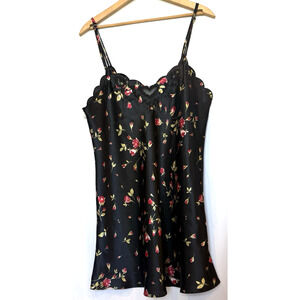 Vintage Lord & Taylor Floral Dainty Satin Mini Slip Dress Size M Fairy Feminine